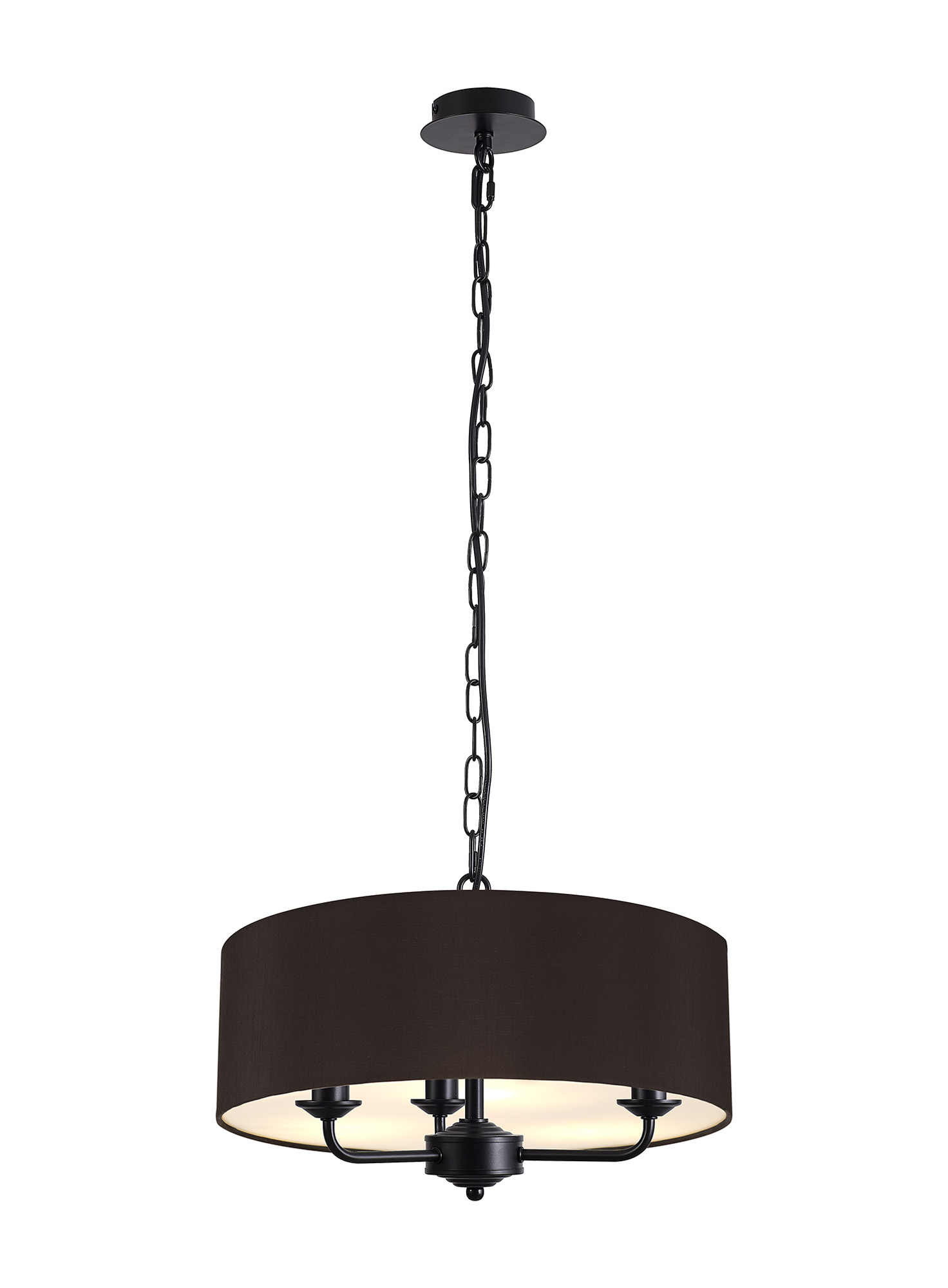 DK1013  Banyan 45cm 3 Light Pendant Matt Black, Black